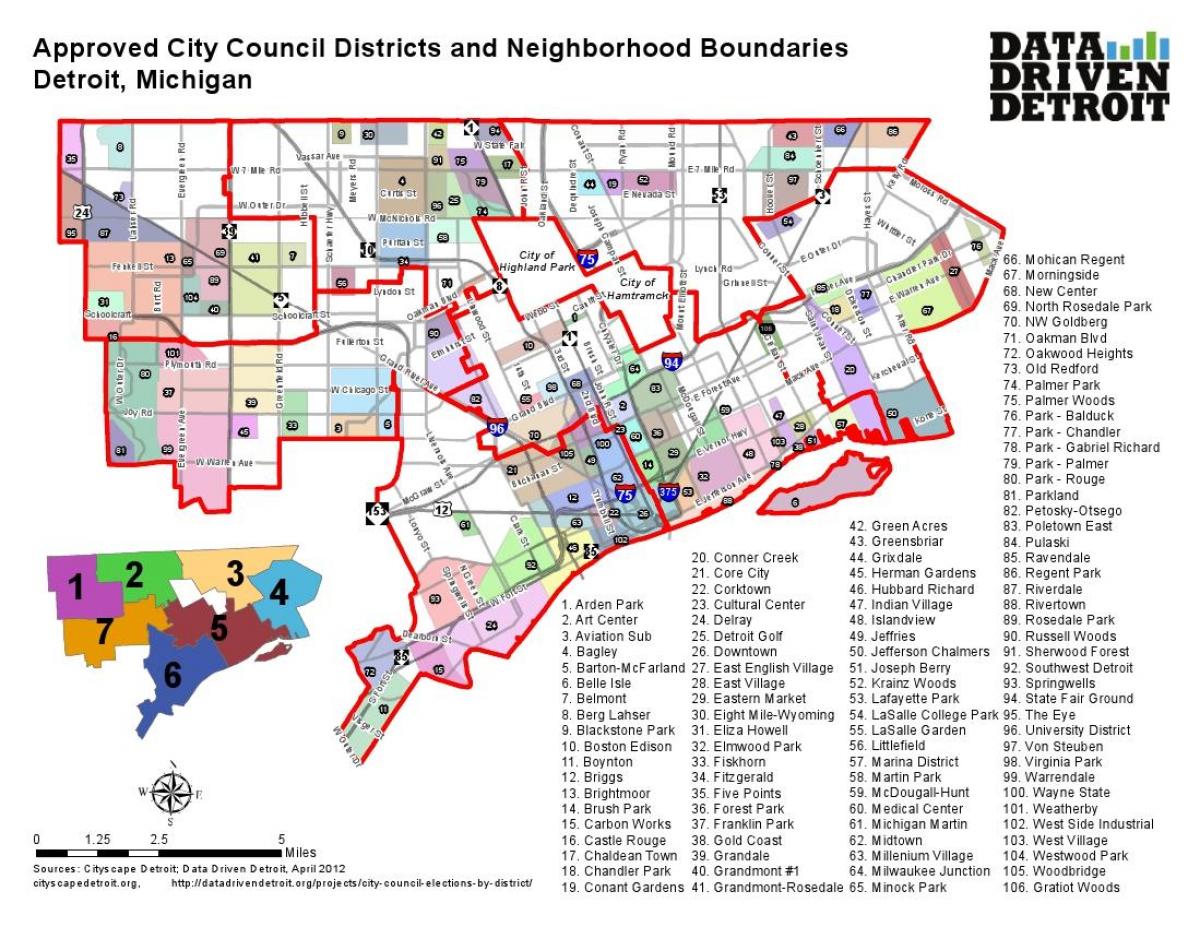 districtul Detroit hartă
