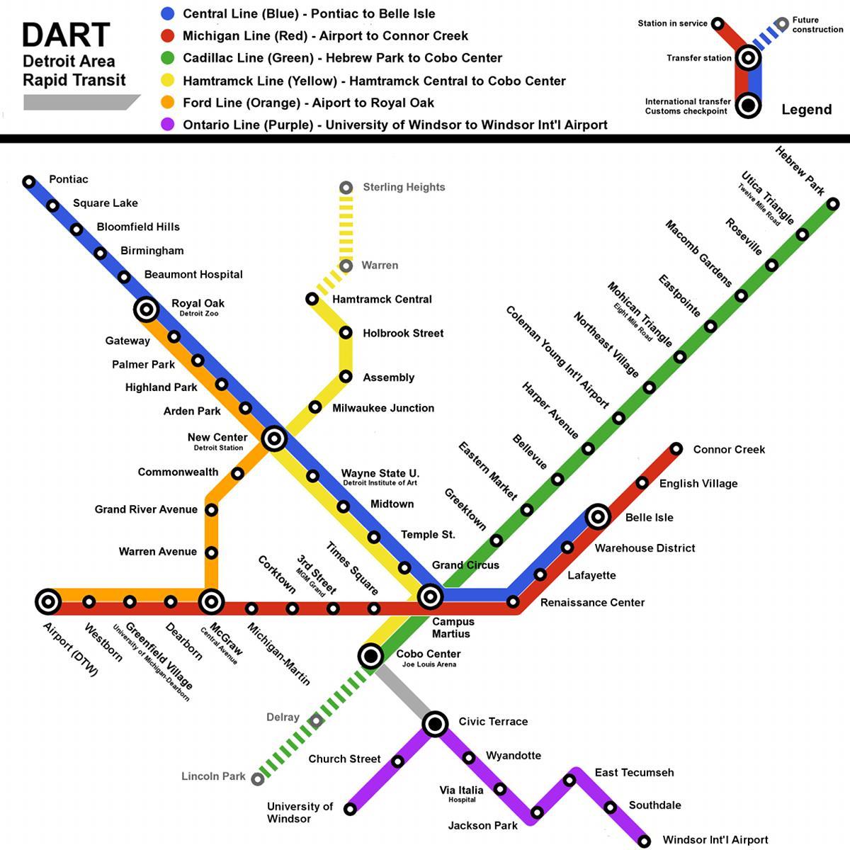 Detroit tren hartă