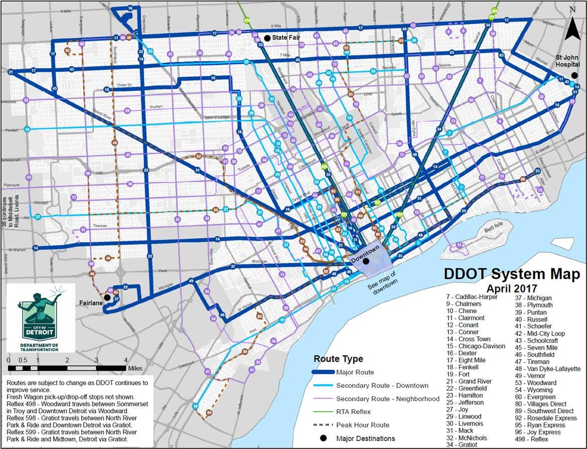 harta Detroit Autobuz