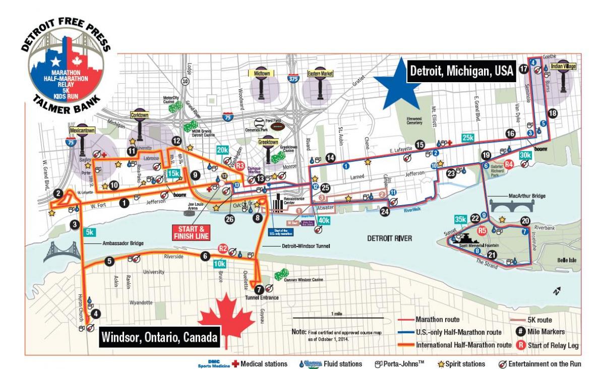 harta Detroit maraton