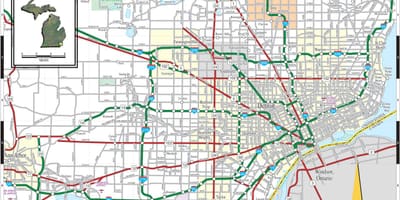 Harta Detroit, Michigan